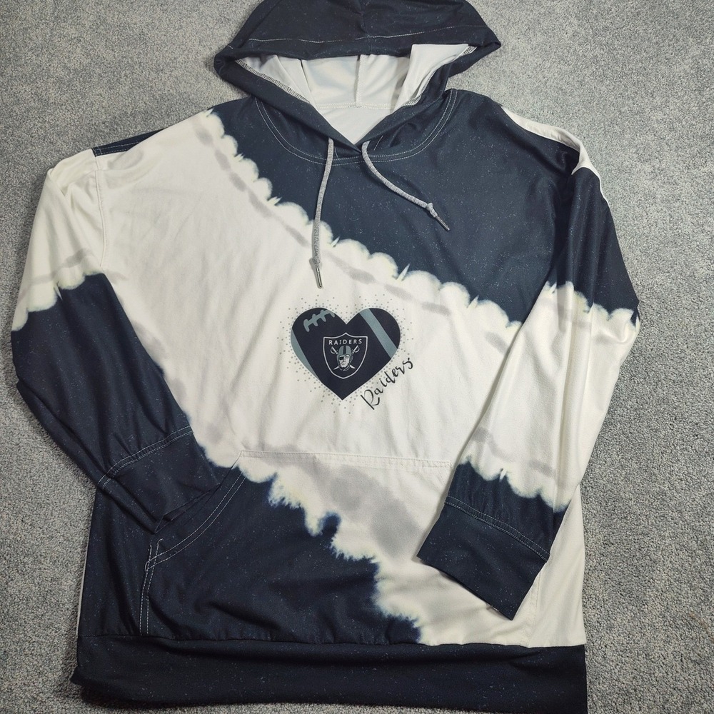 NFL Los Vegas Raiders Hoodie Women's Pullover Long Sleeve Tie Dye Football Heart